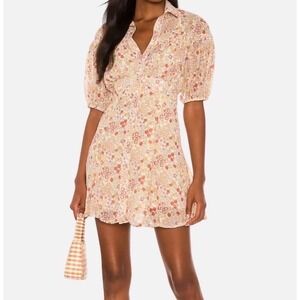 Free People Bonnie Floral Mini Dress Sheer Chiffon Cottagecore Boho M Fairycore